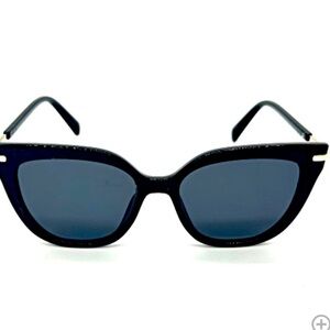 Black And Gold Frame / Gray Lens Sunglasses